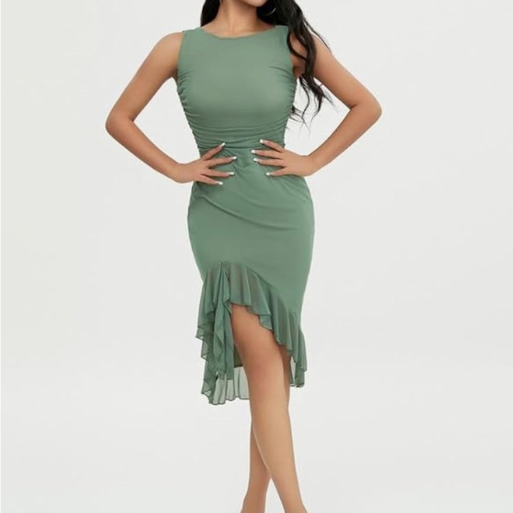 fringed open back dress